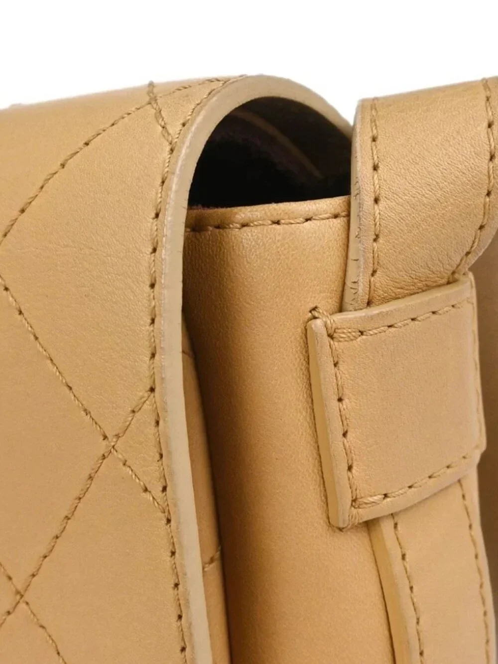 Chanel Beige Calfskin Saddle Double Flap Messenger Shoulder Bag